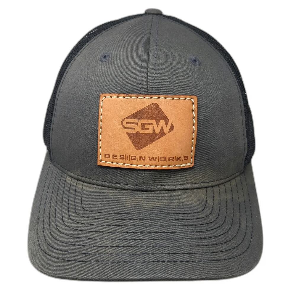 Richardson Trucker Hat Gray One Size Mesh Back Snapback SGW Designworks Leather